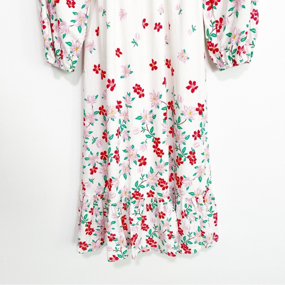 BOGO! Draper James Smocked Floral Linen Blend Midi Dress Size Small - Picture 5 of 11